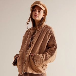 Free People Dolman Quilted Knit Jacket in Champagne Diamonds (size xs)